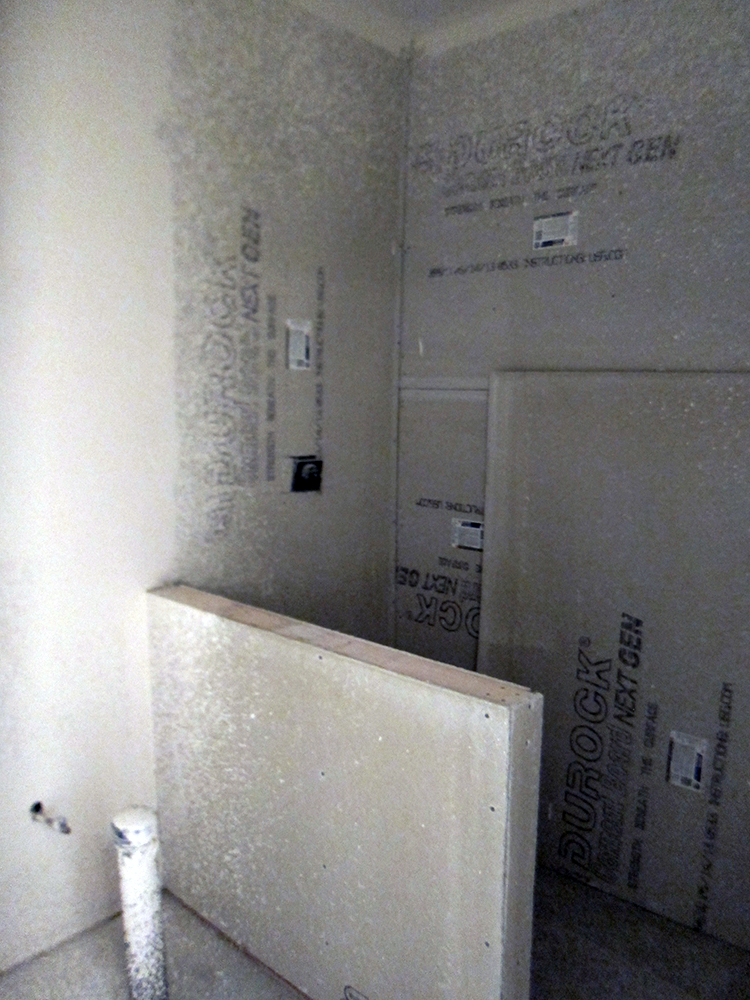 Basement Bathroom Shower Drywall Stage