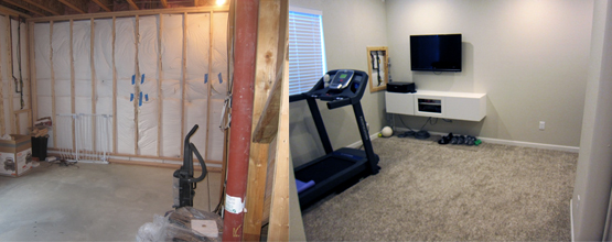 Finish A Basement Workout Area Before And After Pictures